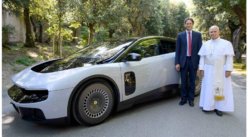 The Pope is gifted a new Luce Ferrari EV