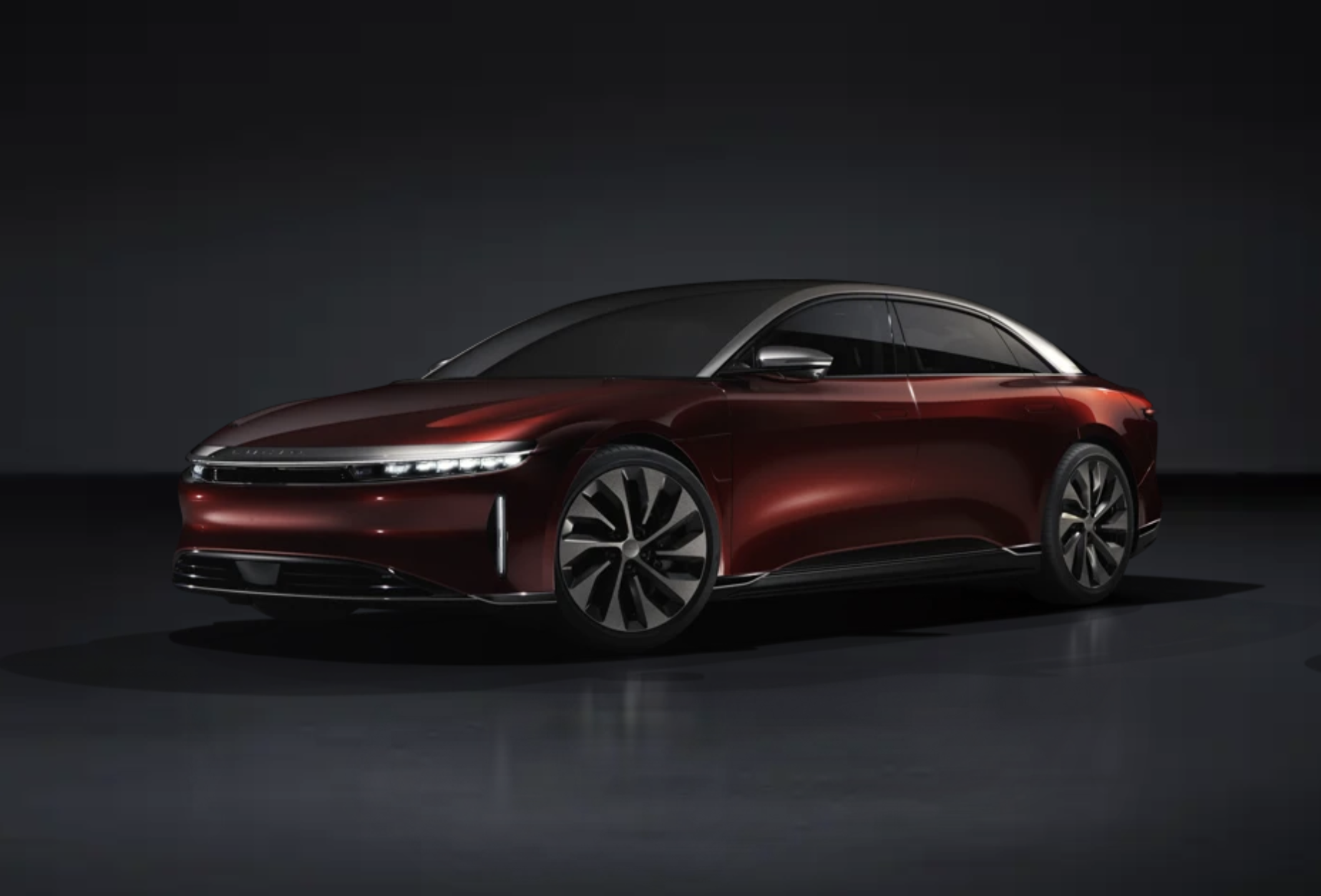 Lucid EV, electric car, red, Saudi Arabia