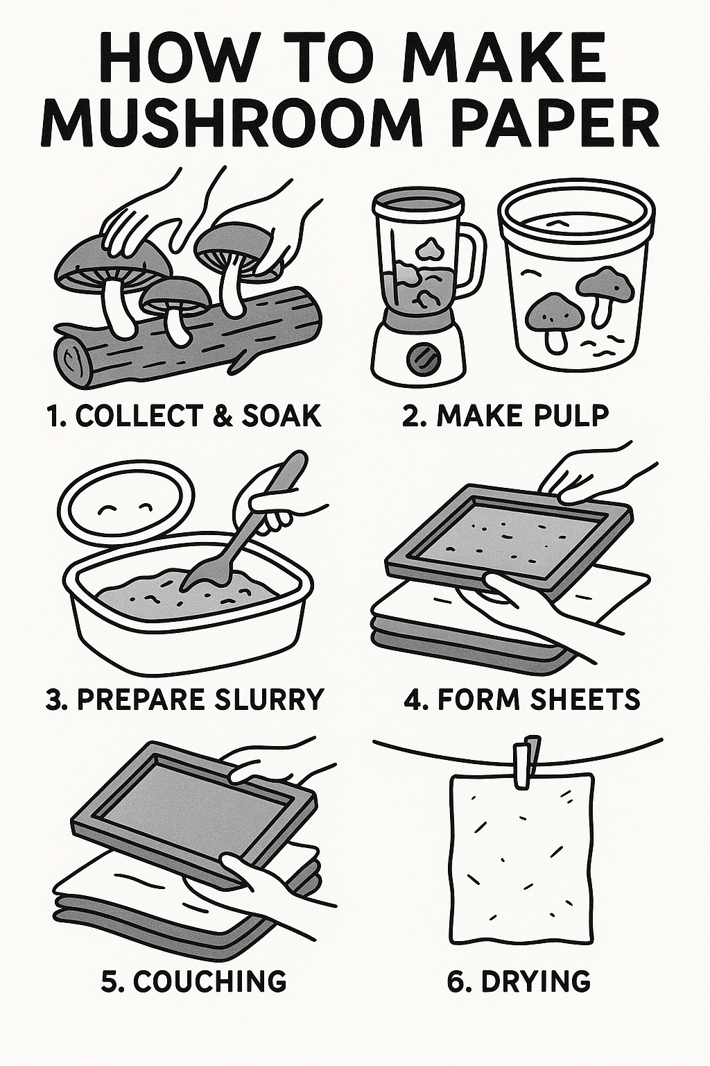 Making mushroom paper illustration