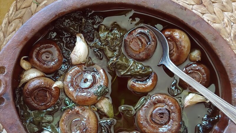 Recipe: Mushrooms Cooked in Grapevine Leaves