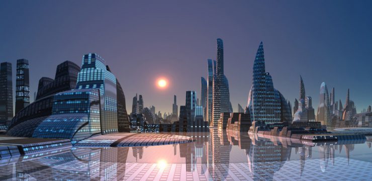 neom artificial moon, night scene