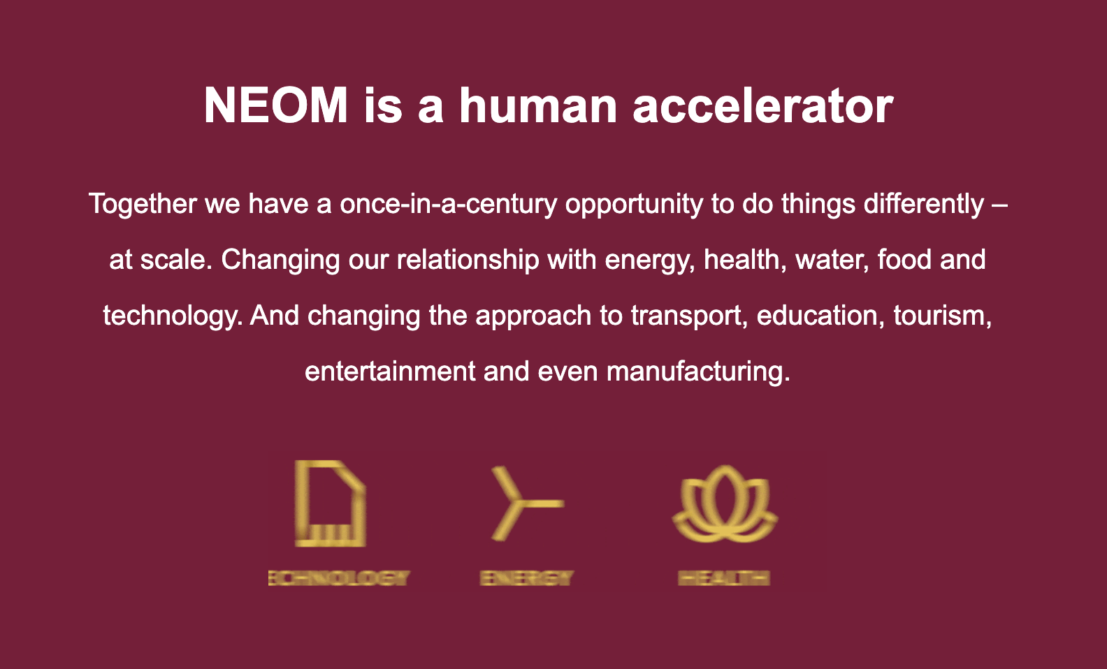 Neom promotional text