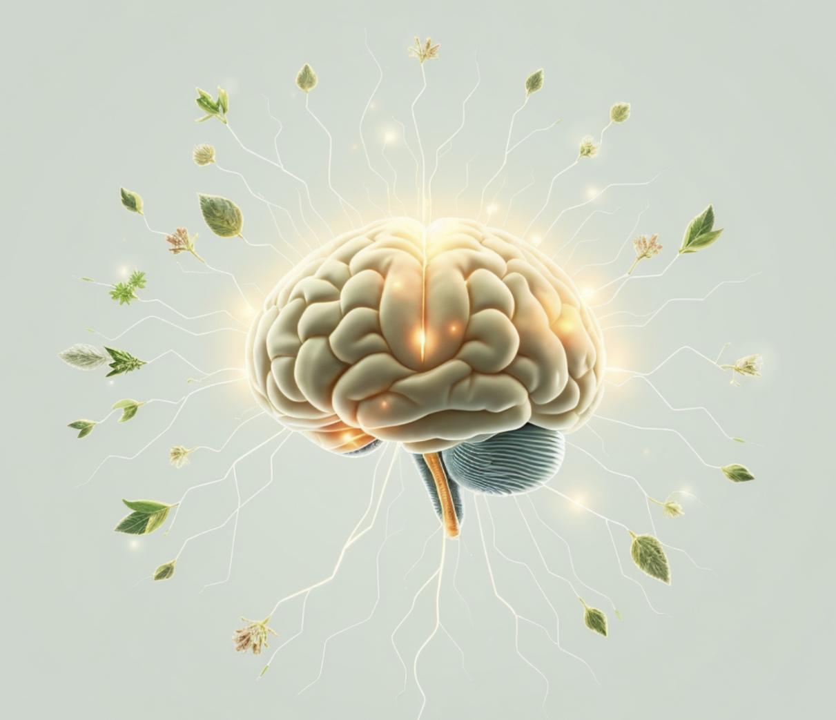 brain health nooptropics, plants for the mind. Image generated via AI