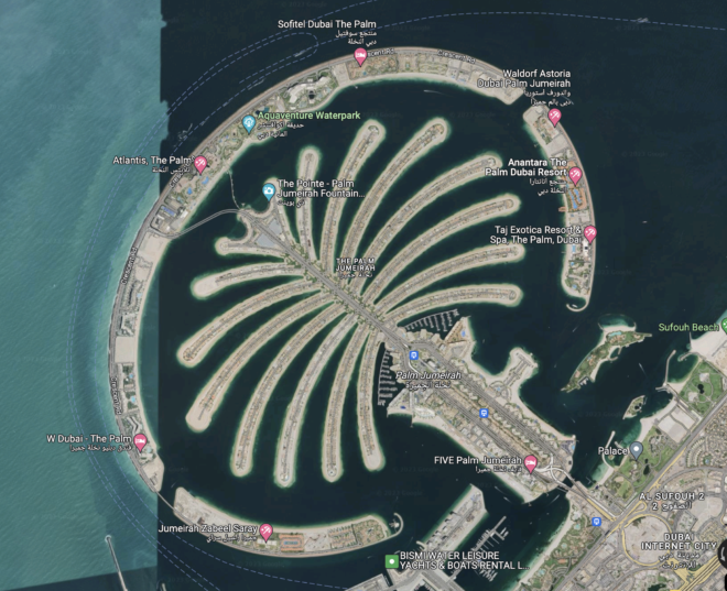 Palm Jebel Ali artificial islands in Dubai rise from the sand after 20