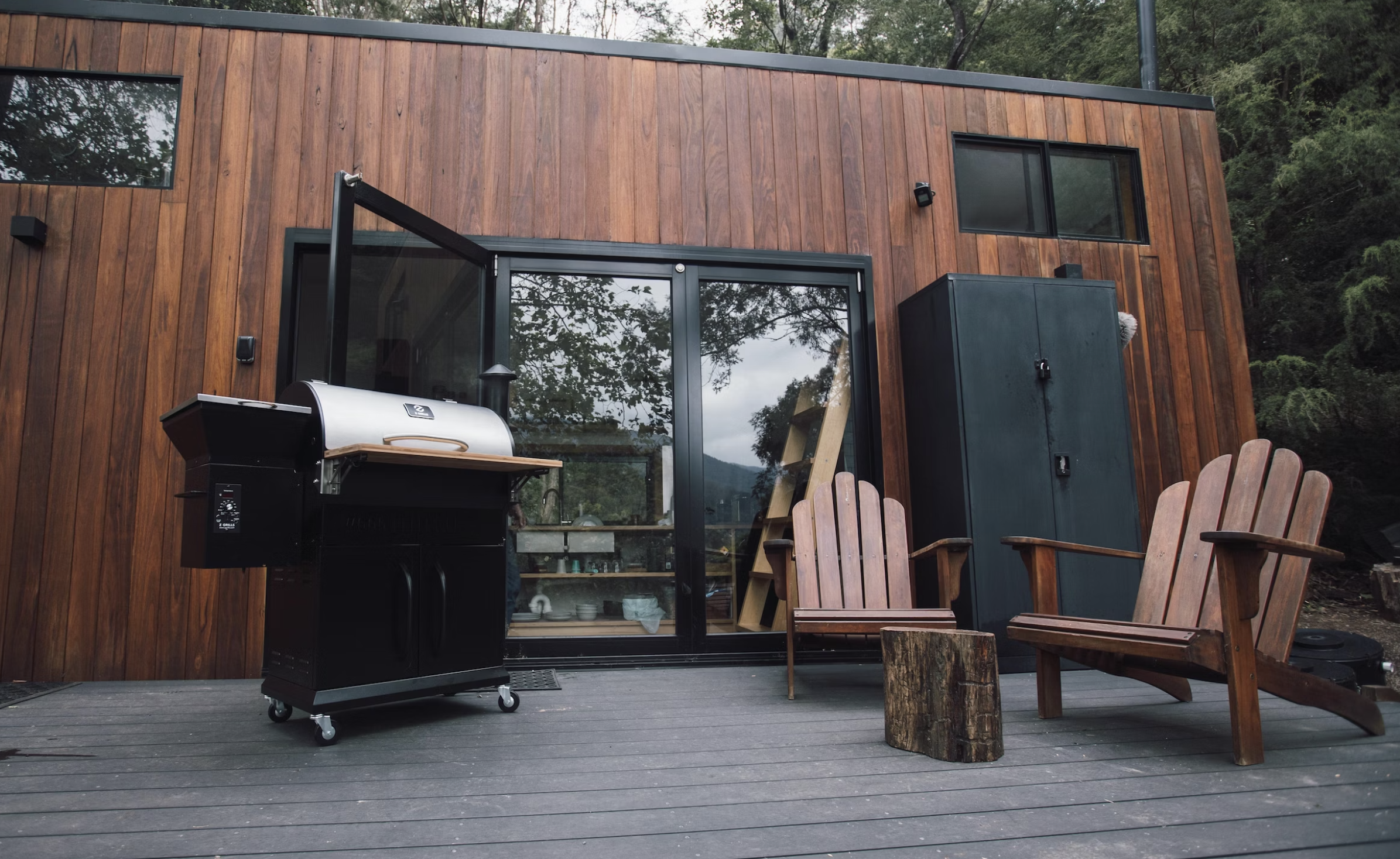Tiny house kitchen on the patio