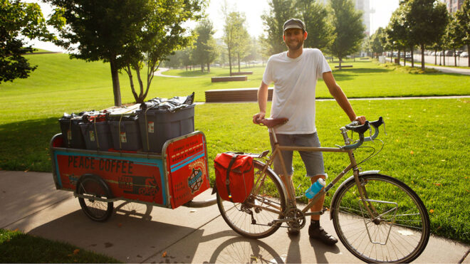 Peace Coffee delivers by bike