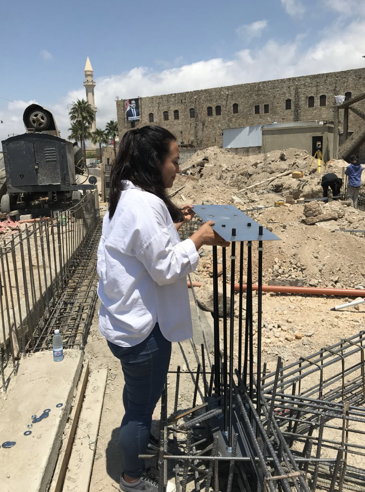 Balsam Madi at work building a public park in Lebanon. 