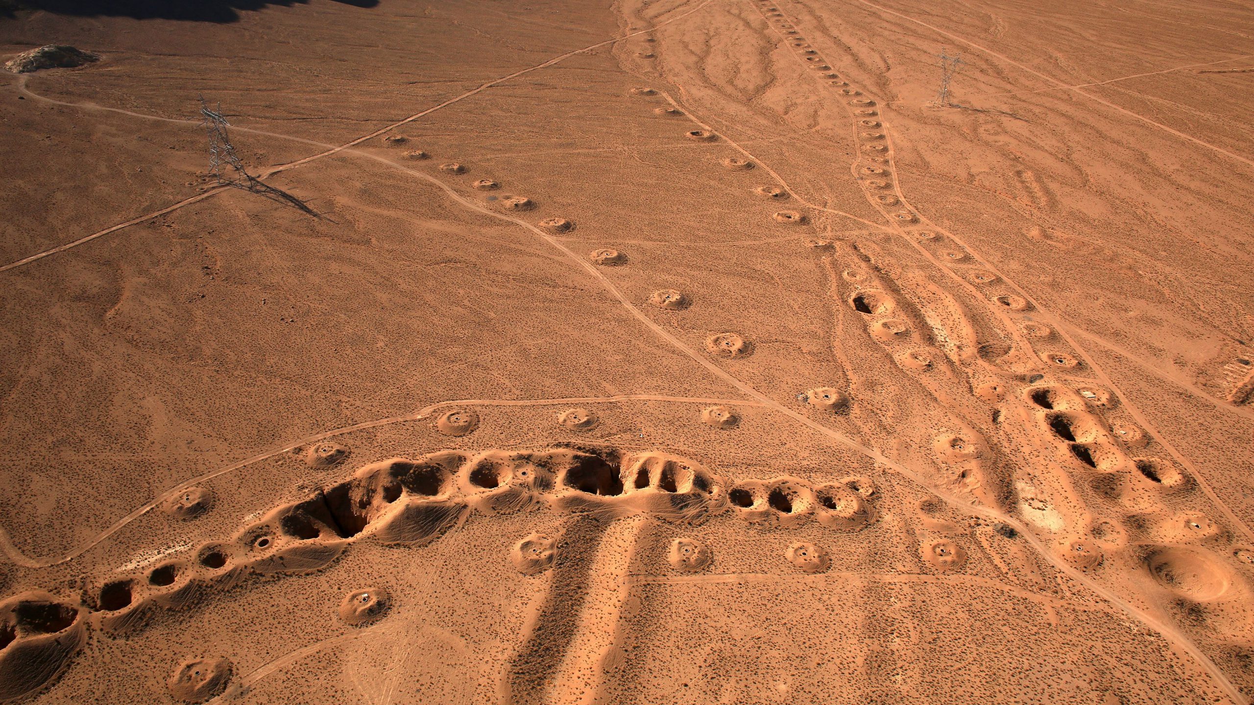 Qanat in Iran persia aerial photo of water irrigation system