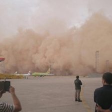 Massive sandstorm swallows Amman’s airport!