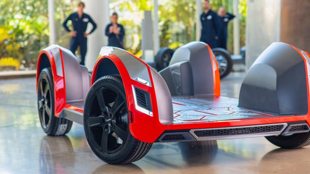 Build and brand your own electric car onto Ree’s flat-packed modular chassis