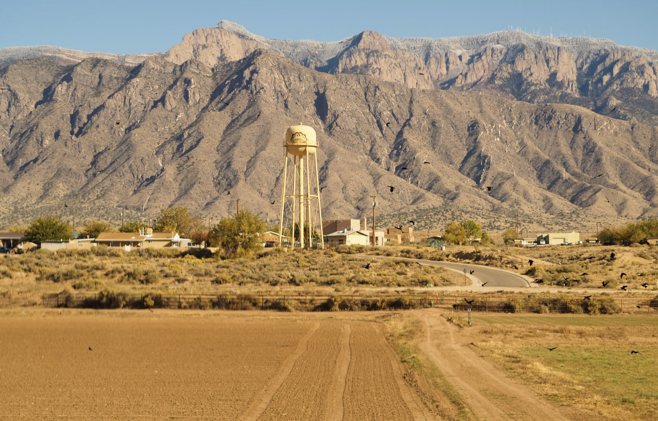 Santa Fe view of water tower, cycling