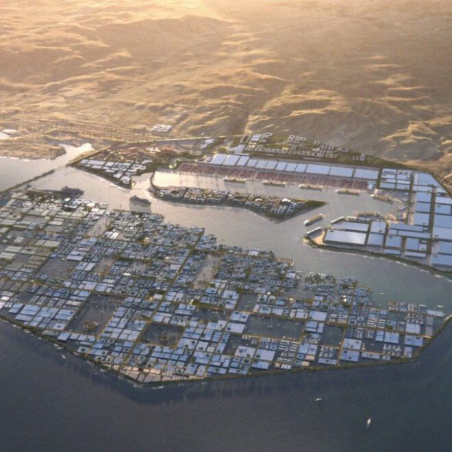 Oxagon, floating city, port city, Red Sea, Saudi Arabia, circular city,