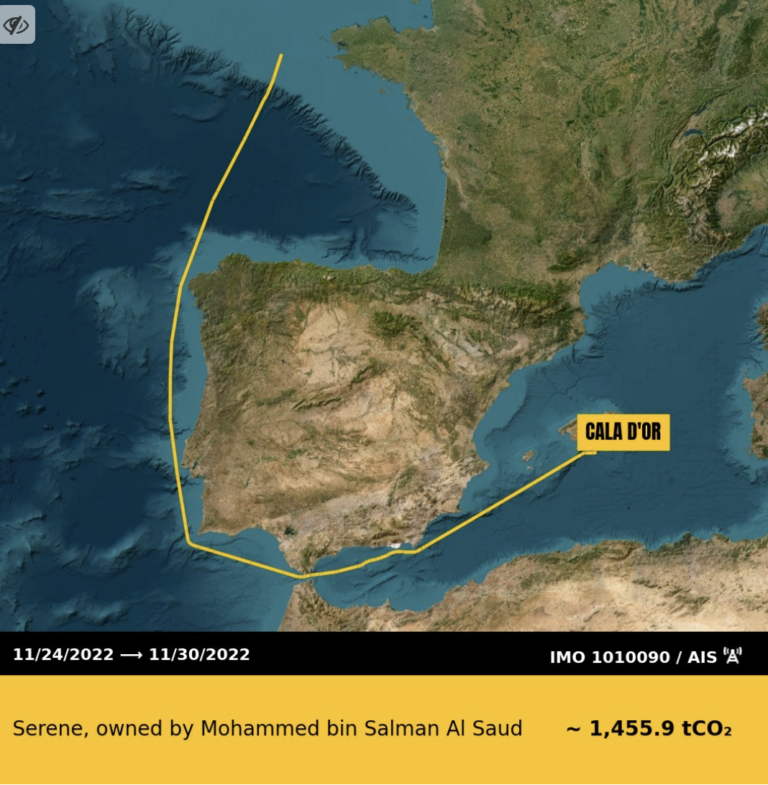 Saudi Prince’s yacht Serene spews carbon emissions