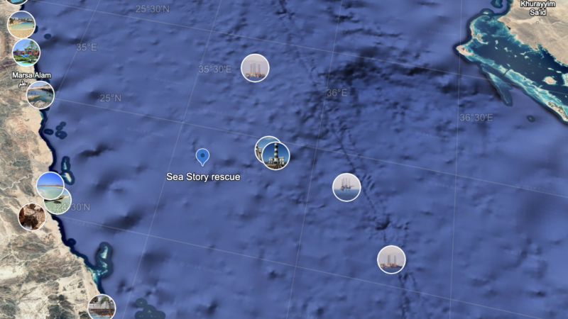 Sea Story boat rescue site located in the Red Sea