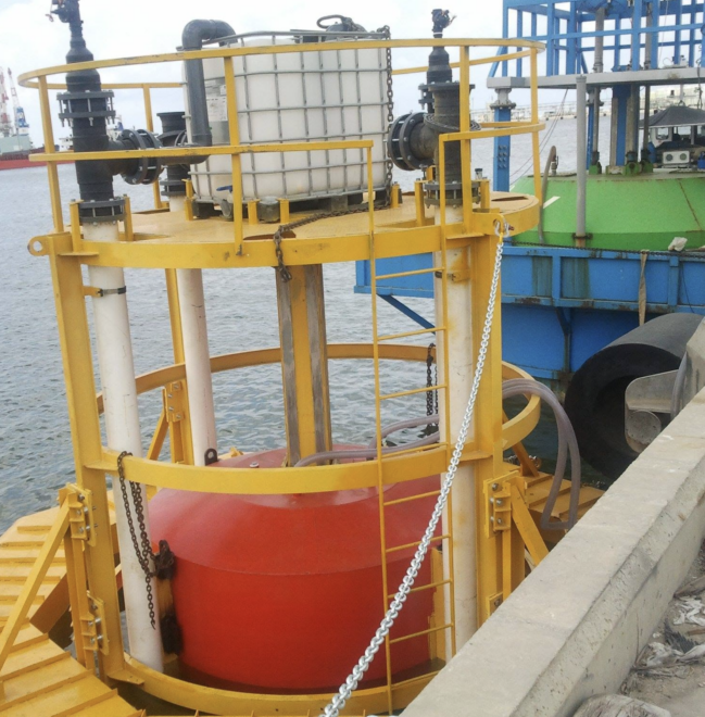 Seanergy buoys at the port of Haifa. As of 2022 it looks like this company is no longer active.