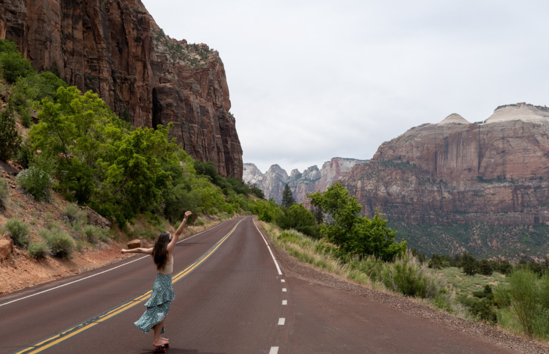 Skateboarding to work