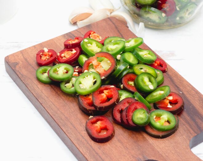 sliced peppers full of seeds