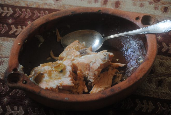 slow cooked salmon in tagra