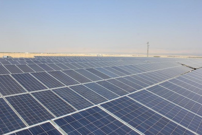 Solar panels at Dead Sea PV Generating Plant