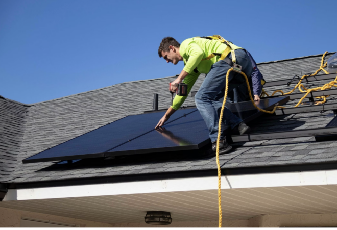 Solar panels on a house in California