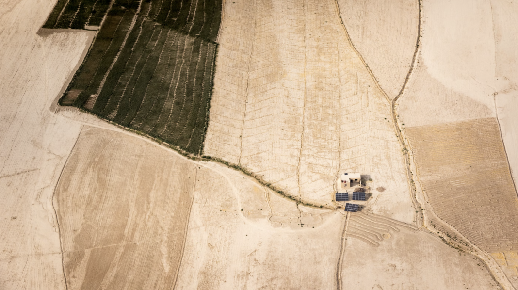 Afghanistan farm uses solar panels to pump water to the farm.