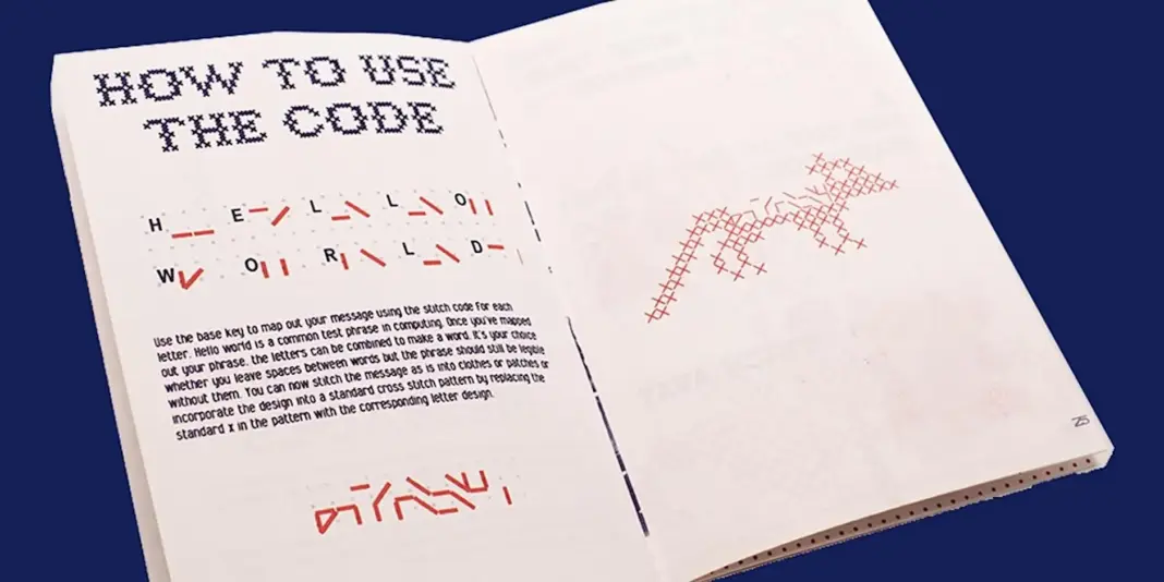 A secret phrase becomes a stitched code in Sophie Nadel’s Encrypted Embroidery Workshop, part of the Softwear exhibition programme in London.