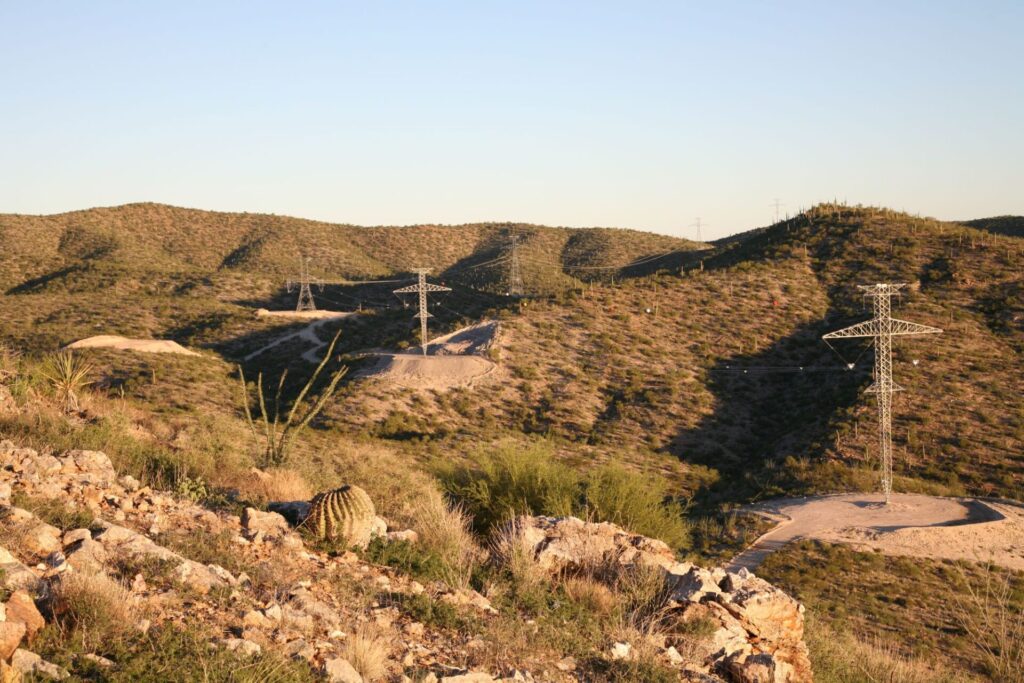 SunZia towers, tower pads, roads, and tensioning sites run north from Redington Pass through a 33-mile tract of previously undisturbed lands in the most ecologically and culturally sensitive portion of the lower San Pedro River Watershed.