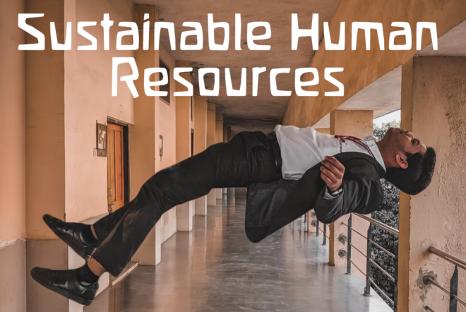 eco and sustainable human resources, man floating in offoce