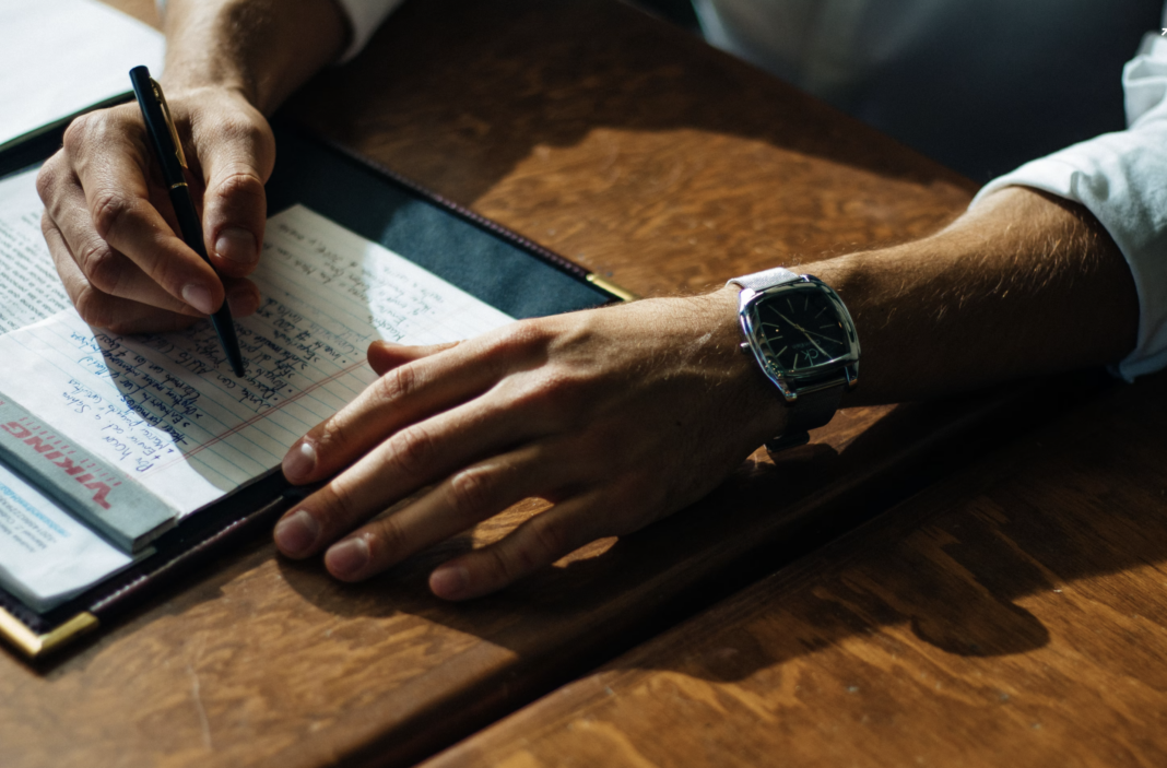 sustainable note taking, hand and watch notebook
