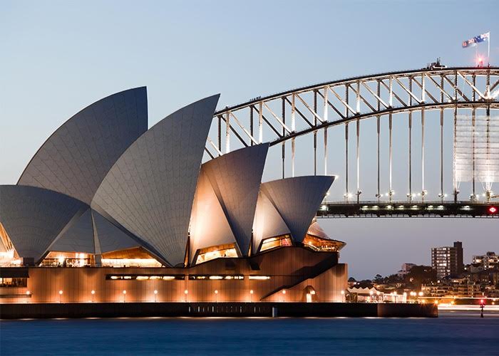 The iconic pearly sails of the Sydney Opera House
