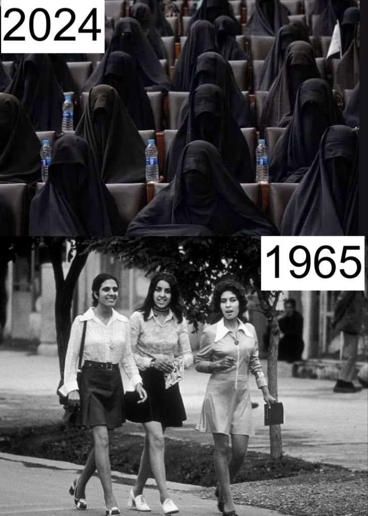 Taliban bans women from talking in public. Before and After Photo.