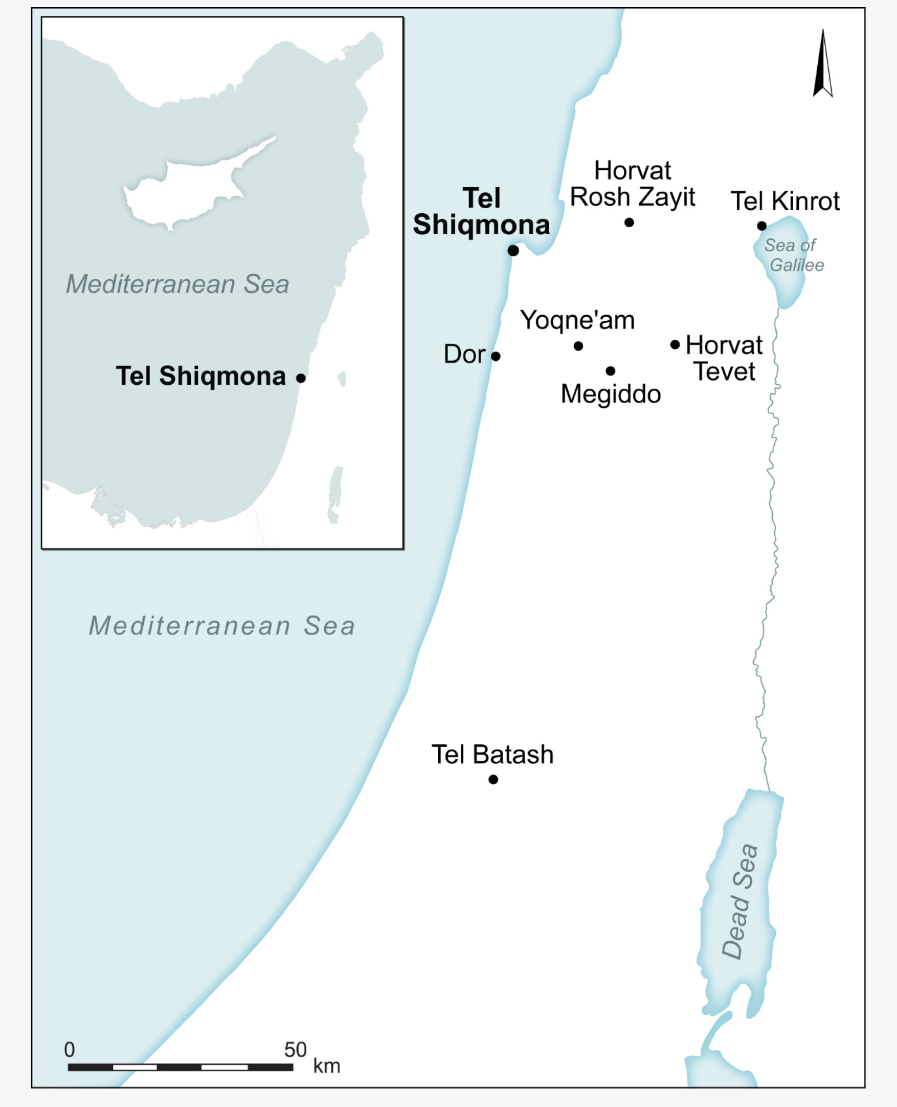 Tel Shiqmona, on the Mediterranean coast at the foot of Mount Carmel in Haifa, Israel.