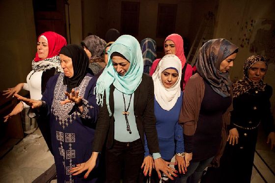 Syrian women on stage
