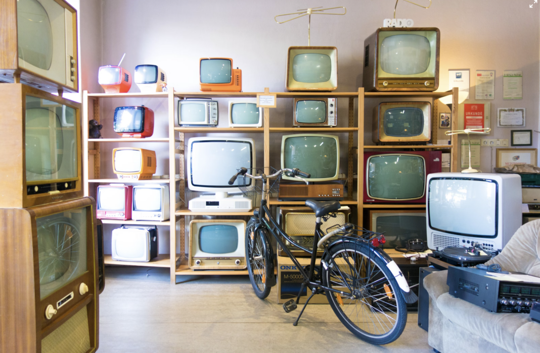 vintage TVs and bike, Israel