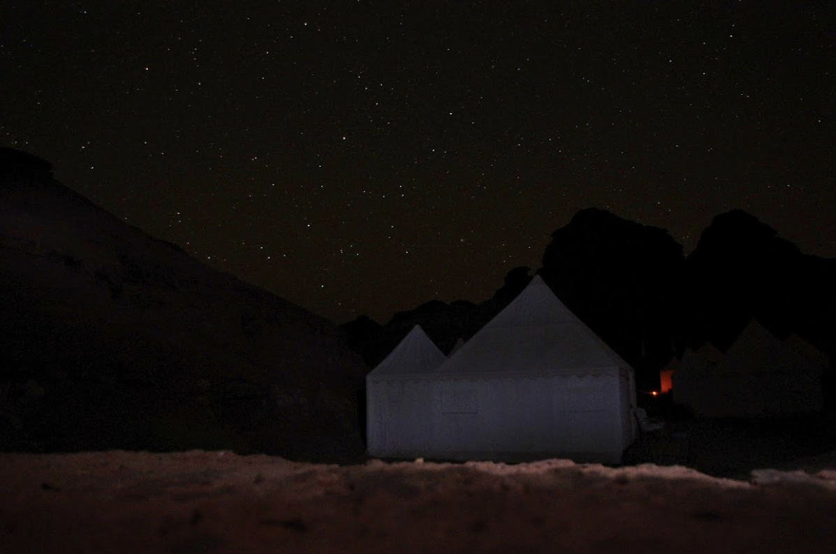 Wadi Rum camp and stars