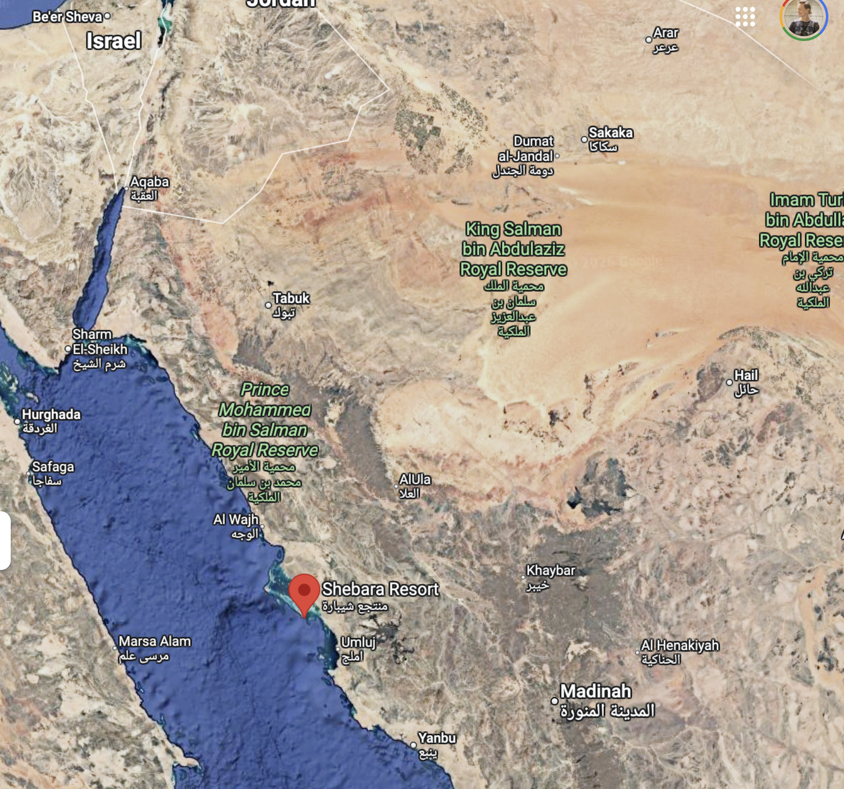 Where is Shebara? It's close to the Red Sea coast of Saudi Arabia