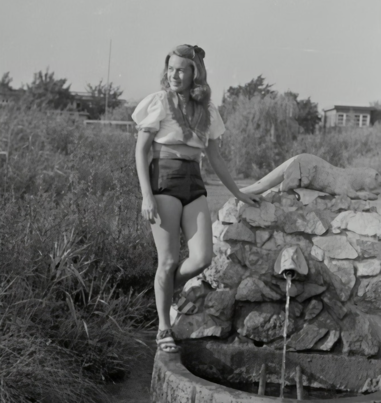 Austrian woman at water well in 1940