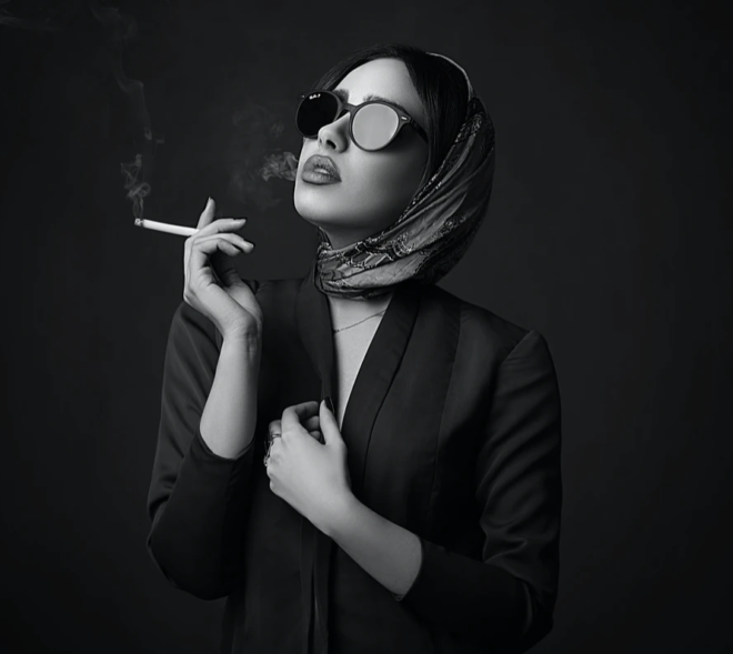 muslim woman smoking
