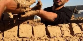 Gaza man builds home with mud bricks
