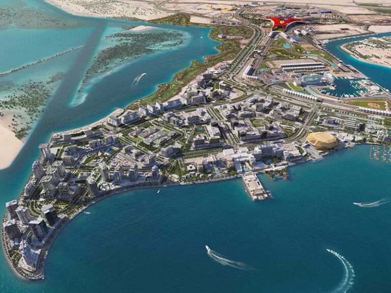 Solar panels power up the artificial island of Yas in the UAE